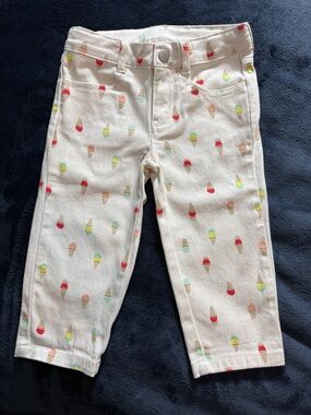 Gymboree White Capri Jeans with Multicolor Ice Cream Print Size 5